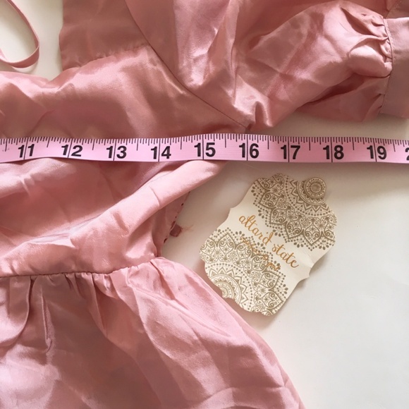 NWT Altar'd State Sz S Rose Pink Puff Sleeve Smock Back Crop Babydoll Top Boho - Picture 12 of 14